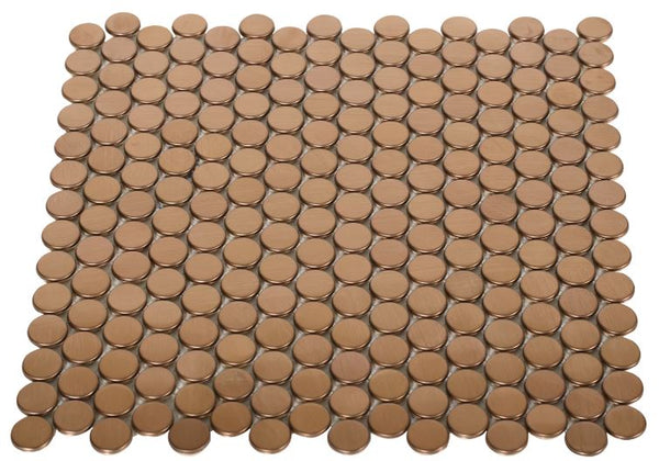 Copper Stainless 34 Penny Round Mosaic Tile