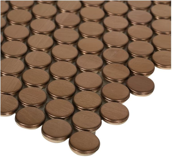 Copper Stainless 34 Penny Round Mosaic Tile
