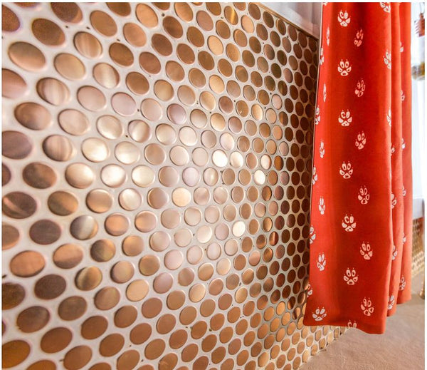 Copper Stainless 34 Penny Round Mosaic Tile